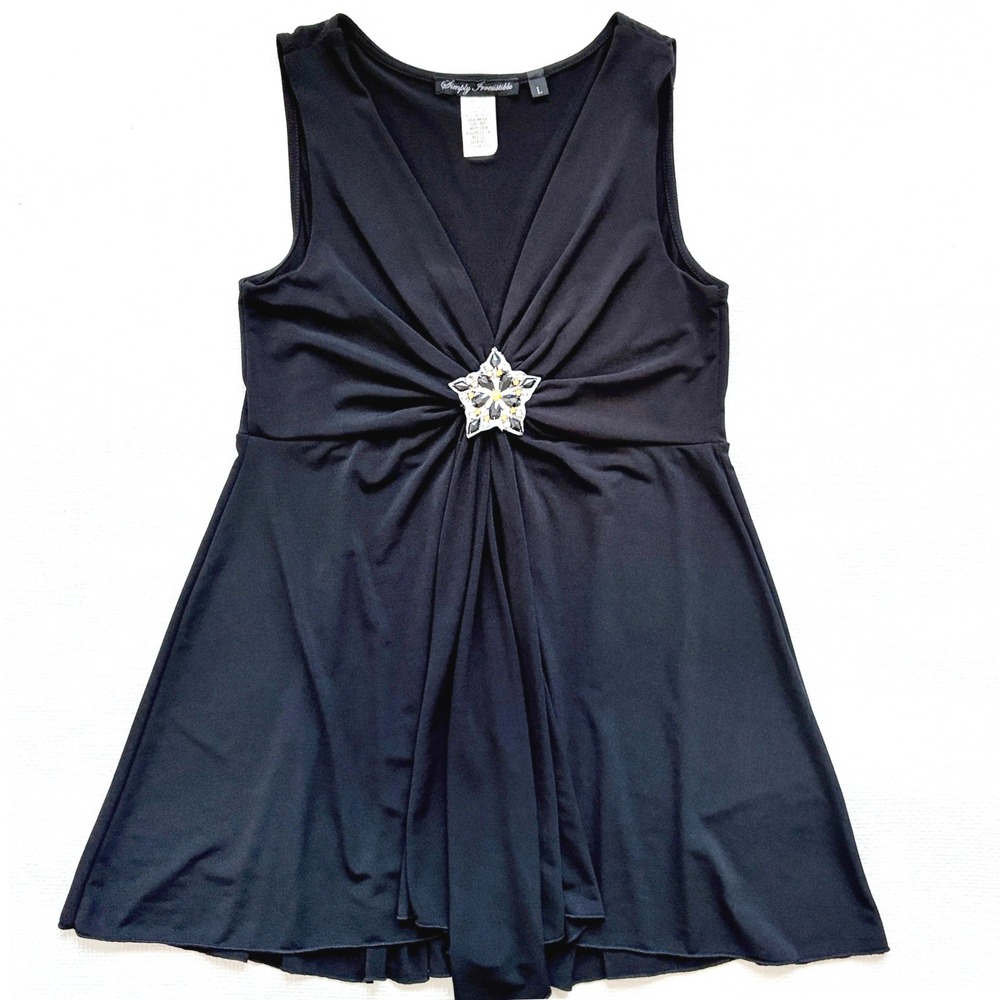Simply Irresistible Vintage Tank Top Jeweled Star Embellished Large Black